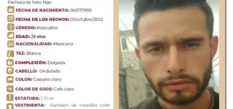Buscan a Eduardo Sánchez, desapareció en Pachuca