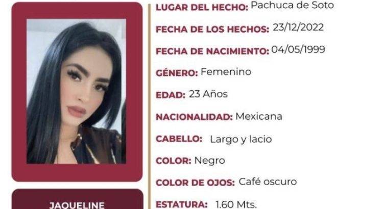 Jaqueline Martínez Bernal, de 23 años, desapareció en Pachuca