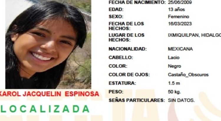 Localizan con vida a Karol en Hidalgo