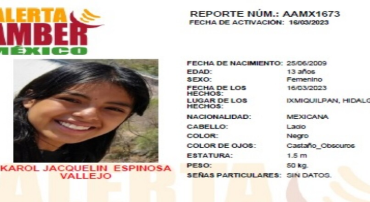 Karol está en riesgo, desapareció en Hidalgo