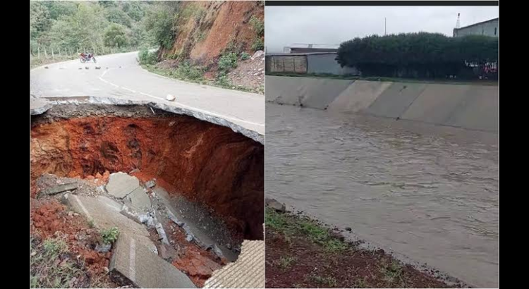 Tremendo socavón dejan las lluvias en Hidalgo