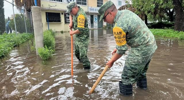 Ejército aplica Plan DNIII-E en Pachuca tras inundaciones causadas por fuertes lluvias