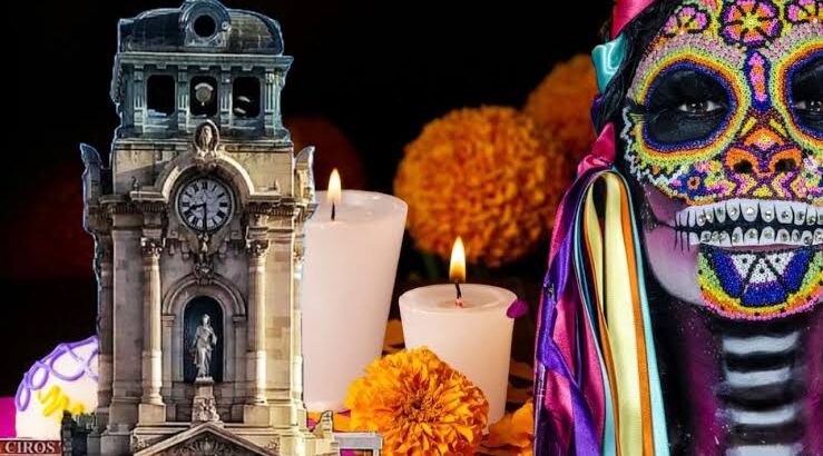 Preparan Día de muertos frente al Reloj de Pachuca