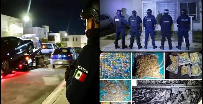 Tras cateo en Pachuca, aseguran más de 2 mil dosis de droga y dos rifles M4