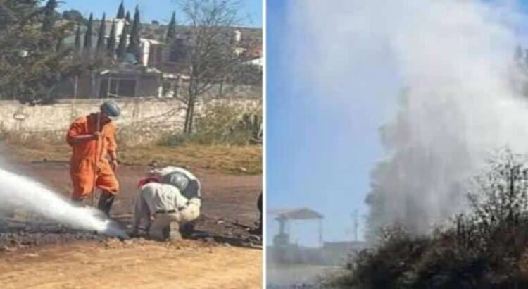 En Hidalgo, ‘huachicoleros’ provocan fuga de gasolina en toma clandestina