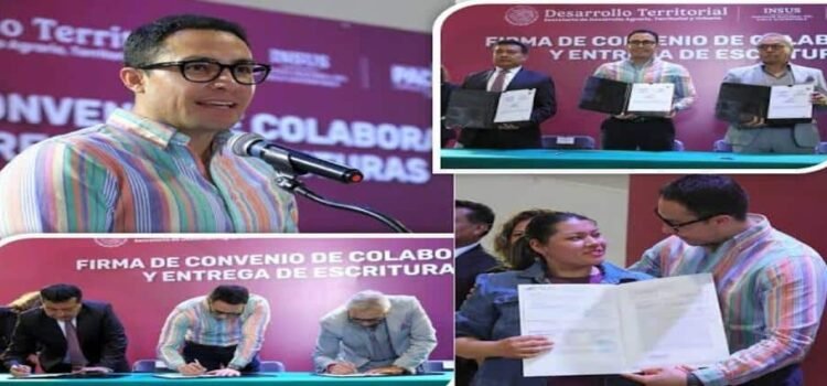 Pachuca firma convenio con el Instituto Nacional del Suelo Sustentable; planean entregar 2 mil 500 escrituras