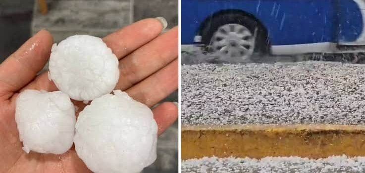Granizo del tamaño de pelota de golf sorprende a vecinos de Pachuca y Mineral de la Reforma