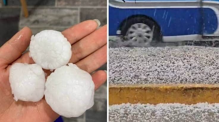 Granizo del tamaño de pelota de golf sorprende a vecinos de Pachuca y Mineral de la Reforma