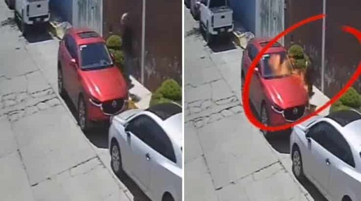 Motociclista intenta incendiar vehículo en calles de Pachuca