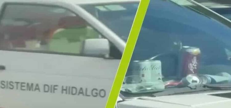 Funcionario del DIF Hidalgo se vuelve viral tras ser grabado con bebidas alcohólicas en vehículo oficial